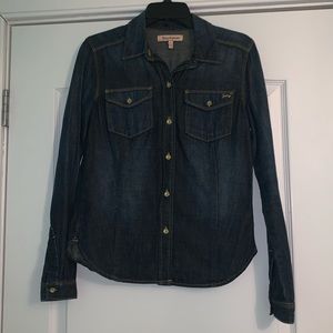 Juicy Couture Denim Button-Down Top. Size small